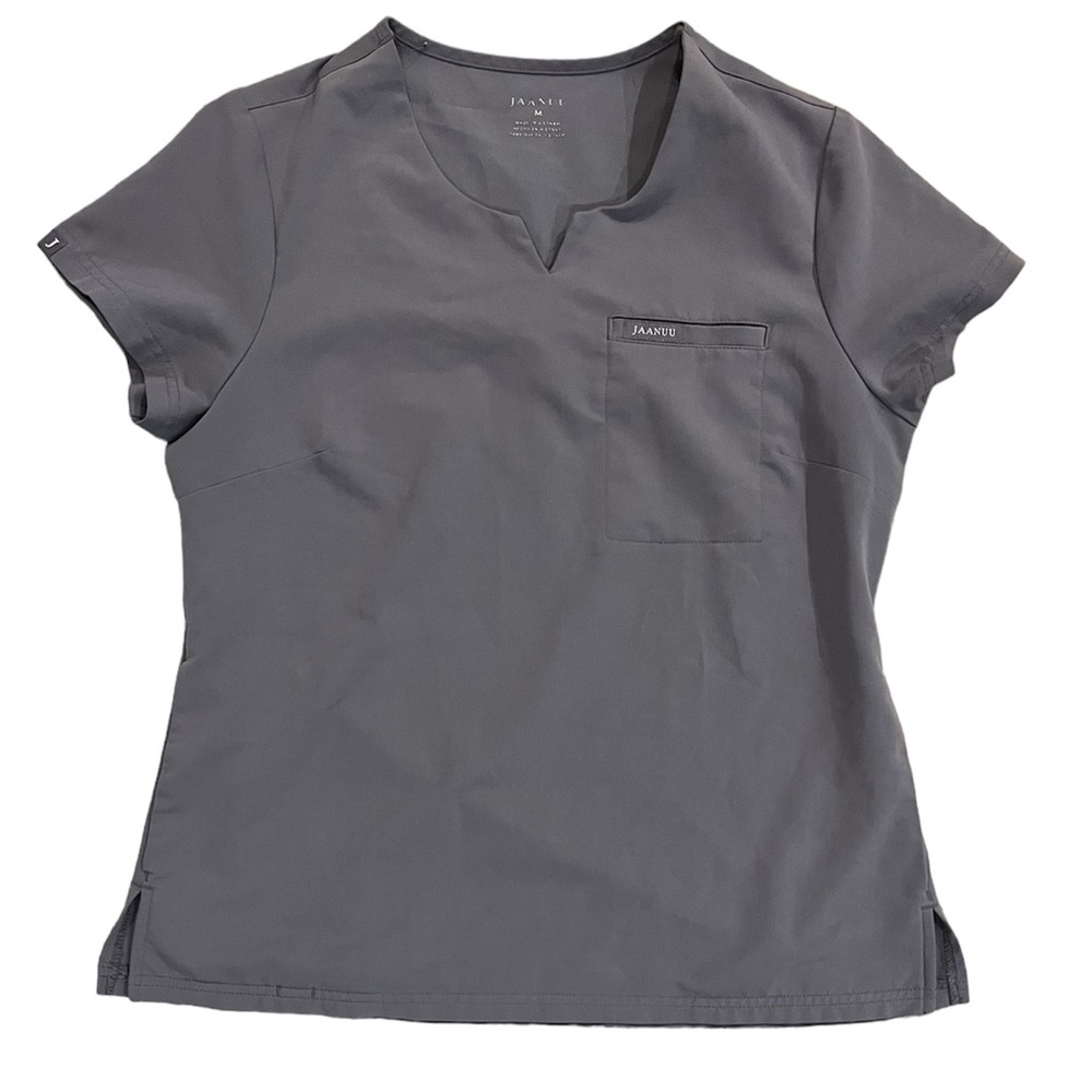 Jaanuu • 3-Pocket Notched Scrub Top Light Gray - M
